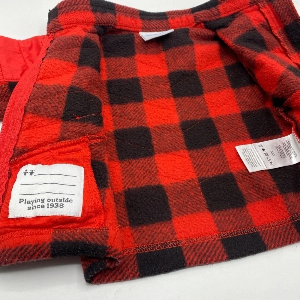 Columbia Plaid Fleece Jacket Girls Boys Size 6-12 months Red And Black Full Zip